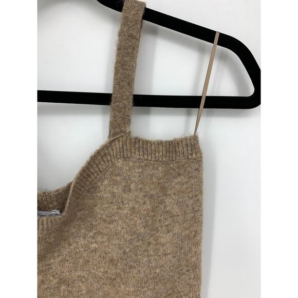 Zara Cropped Sweater Tank Top Womens Large Brown Wool Blend - Picture 2 of 5